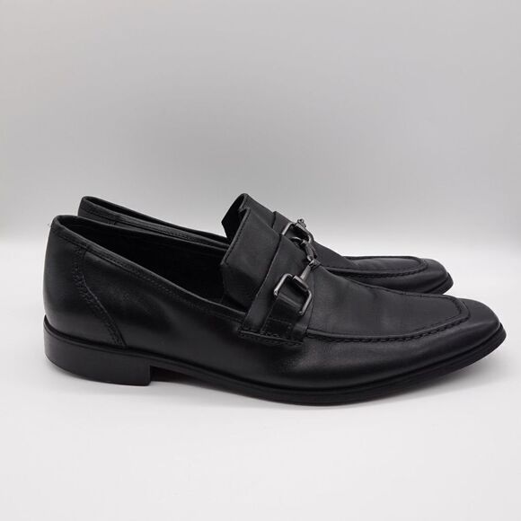 Kenneth Cole New York Black Horse-bit Square Toe Black Slip on Loafer Size 10 - Picture 2 of 10